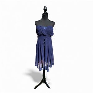 Junior  Navy Blue Elegant Strapless Dress w sequins. By Depri